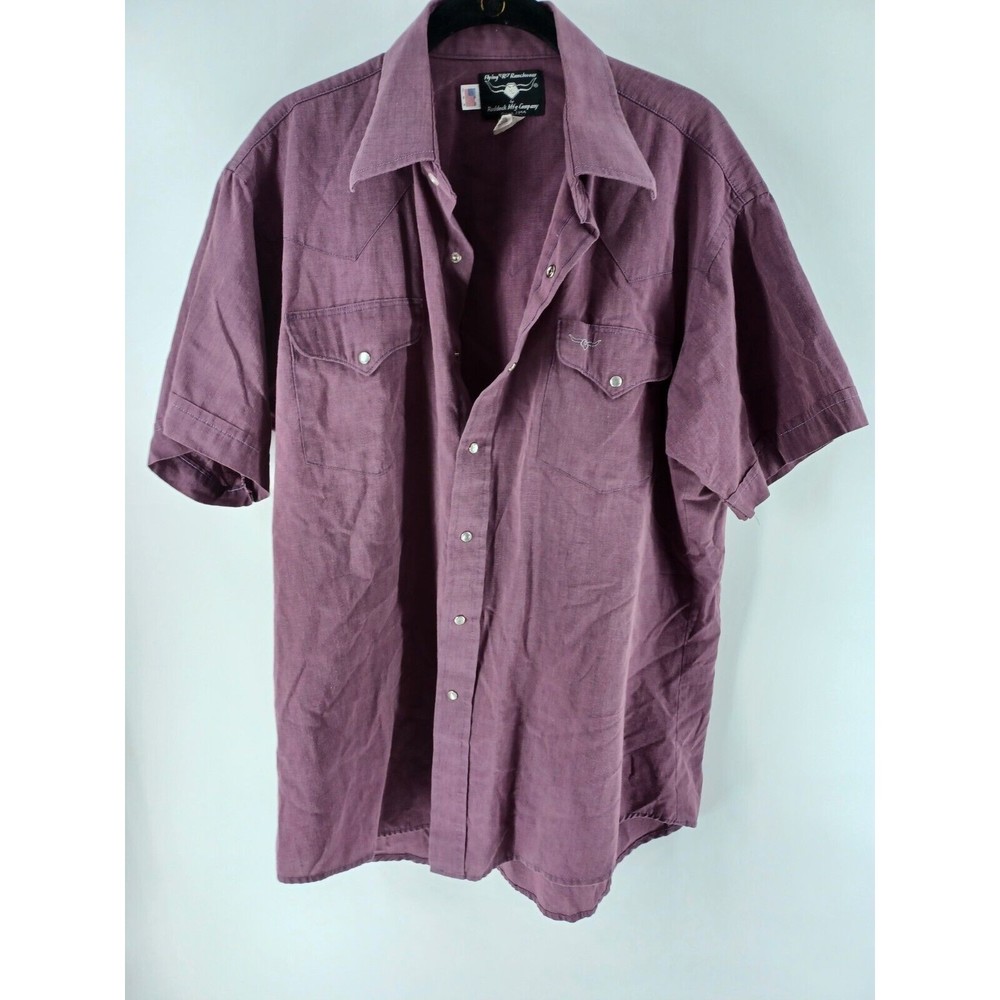 Flying R Ranchwear Shirt Womens Large Purple Short Sleeve Button-Down Casual